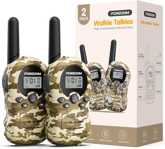 Detalle de FOREDOM Walkie-Talkies für Kinder (2er-Set) mit 8 Kanälen, bis zu 3 km Reichweite – ab 3 Jahren