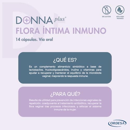 Detalle de DonnaPlus Flora Íntima Inmuno 14 cápsulas — complemento íntimo