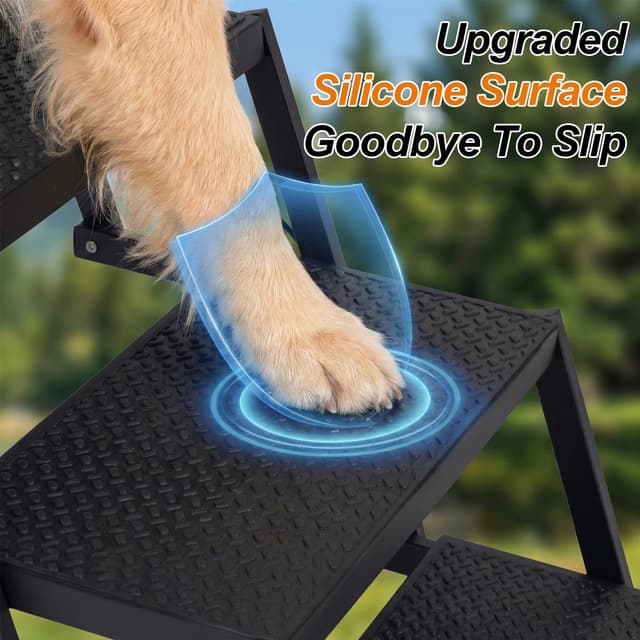 Detalle 2 de Niubya Foldable Dog Steps & Pet Stairs for Cars, SUVs, Trucks (5 Steps) – Aluminium Frame Ramp