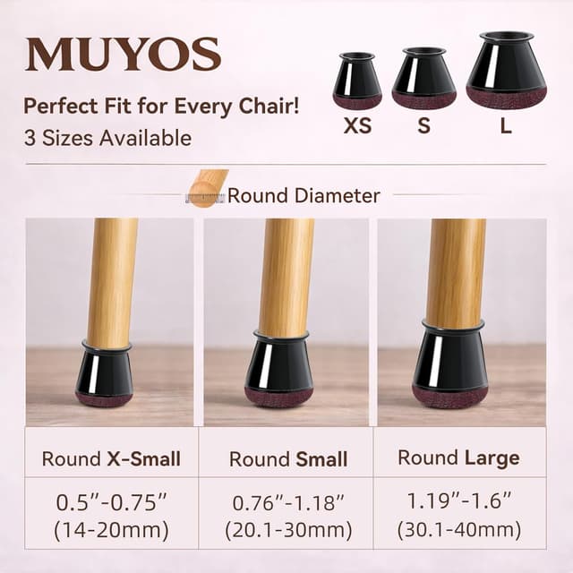 Detalle 2 de MUYOS 32pcs Chair Leg Protectors Fit 14mm