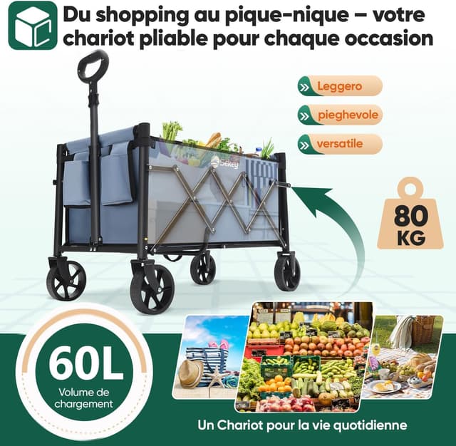 Thumbnail 1 de Sekey Carrello pieghevole 60L 80KG Blu
