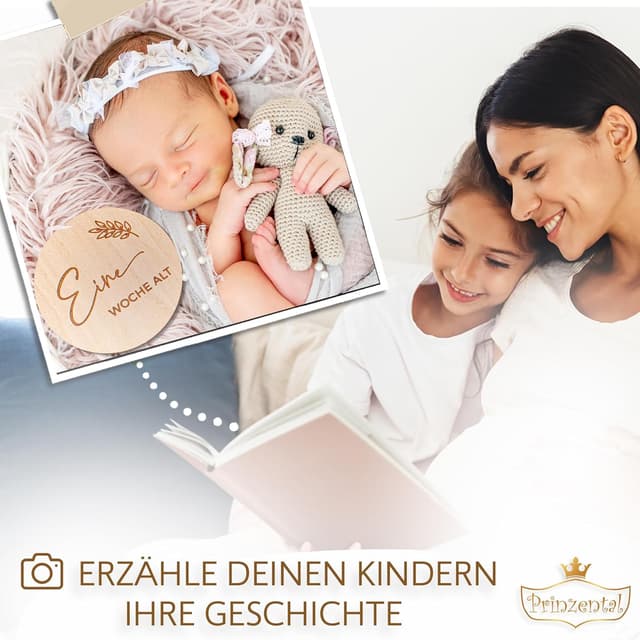 Thumbnail 6 de Prinzental Meilensteinkarten Baby aus Holz mit 40 Meilensteinen, Blankokarte und Stoffbeutel