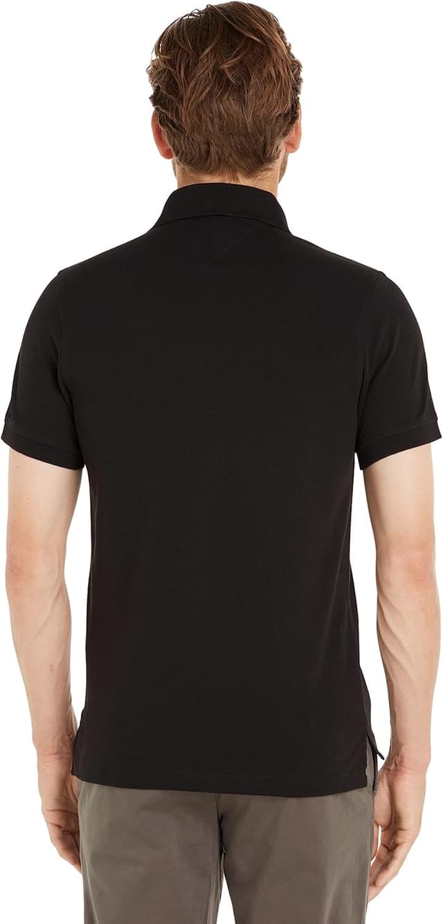 Detalle de Tommy Hilfiger Herren Poloshirt Kurzarm 1985 Slim Slim Fit – schlichtes Bio-Baumwolle-Poloshirt mit Stretch