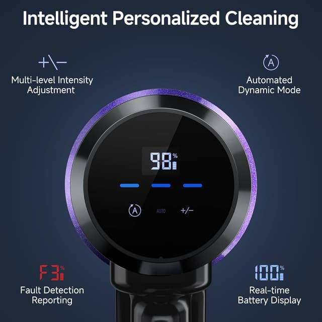 Detalle de Cordless Vacuum Cleaner 550W, 50KPa & up to 70 Min Runtime with Smart Auto Mode and LED Touch Display