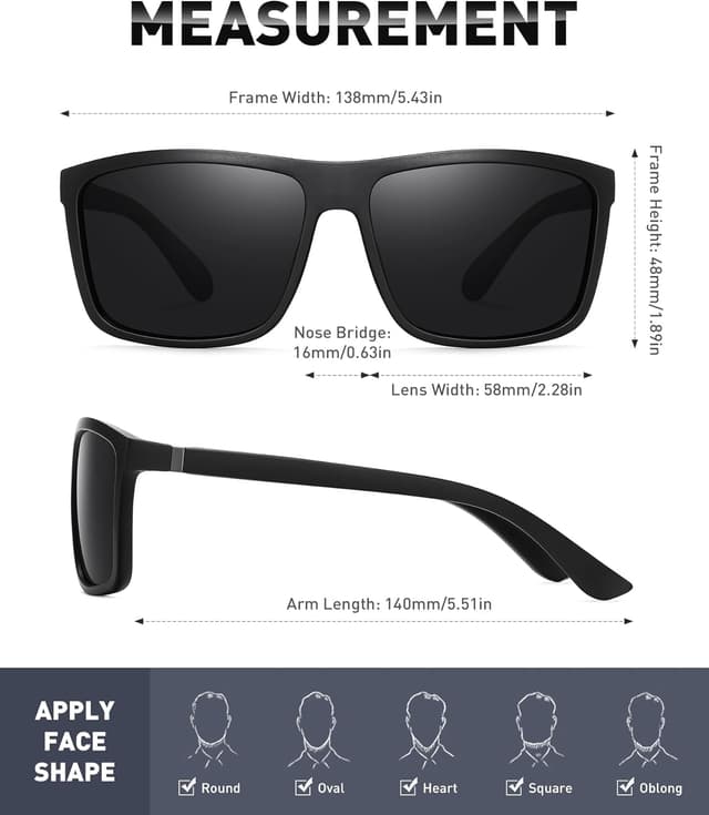 Detalle de Perfectmiaoxuan Polarisierte Sonnenbrille Polarisierte Herren-/Damenbrille mit TR90-Rahmen (UV400, Vintage/klassisch)