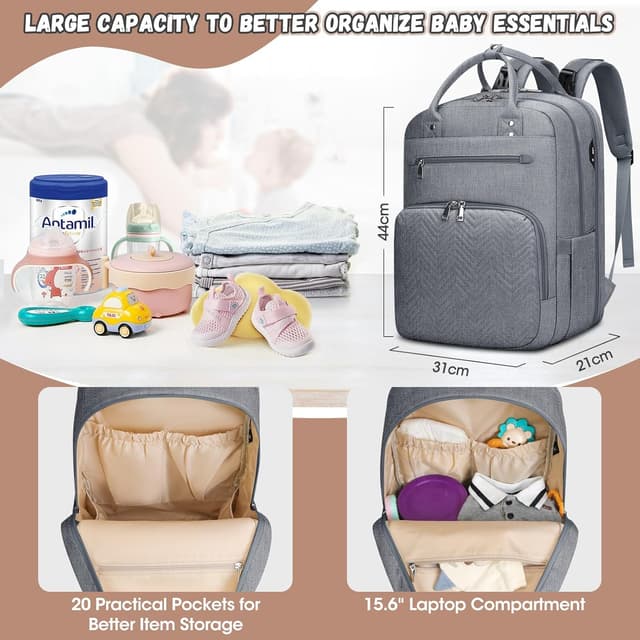 Thumbnail 1 de RAINSMORE Baby Changing Bag Backpack 1pc