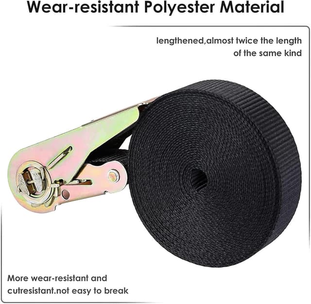 Thumbnail 4 de 10 Pack Ratchet Tie Down Strap 6m, 800 kg cargo straps 🚚