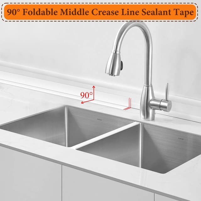 Detalle 2 de Fixmend 3 Rolls Bath Sealant Strip Self-Adhesive Waterproof Tape (126in, White) with Sealing Tool