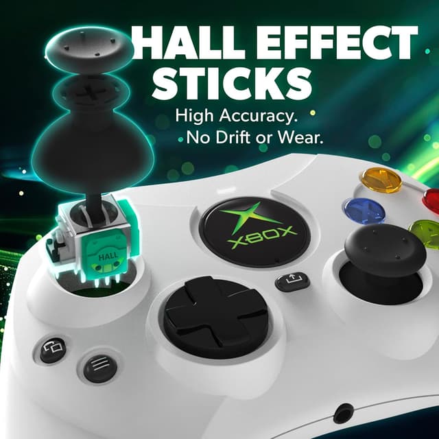 Detalle de Hyperkin DuchesS Wired Controller (Xbox Series X|S, Xbox One, Windows 10/11) with Hall Effect sticks — White