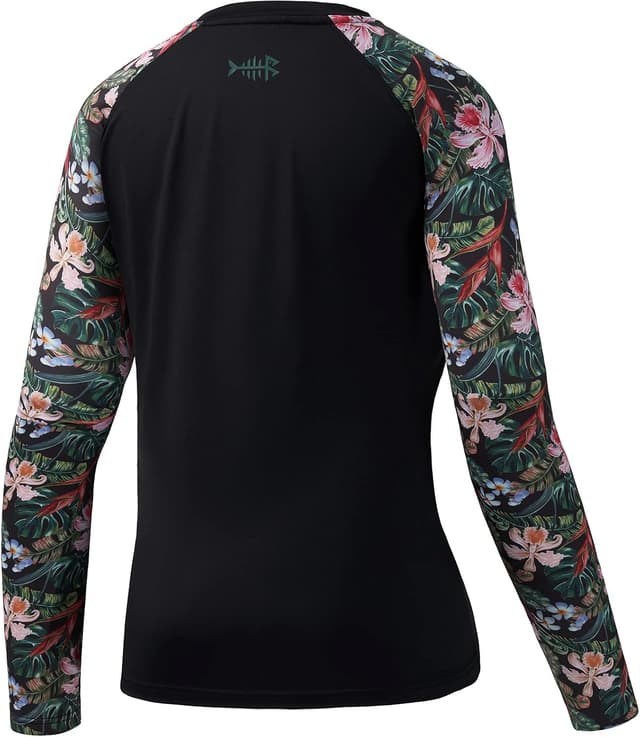 Detalle de Bassdash Damen Rash Guard mit UPF 50+ UV-Schutz (Langarm, Tarnmuster) für Angeln & Wandern