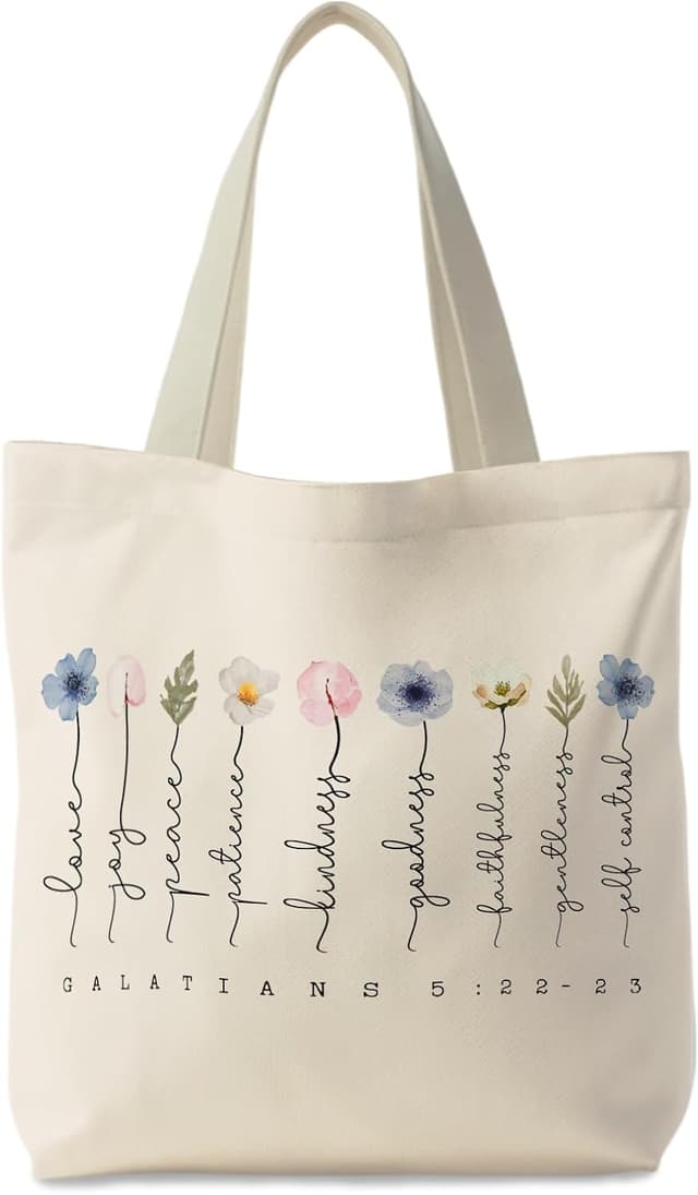 Thumbnail 6 de Supwhd Women’s Christian Bible Tote Bag — Reusable Canvas Bible Bag with Pocket & Long Handles