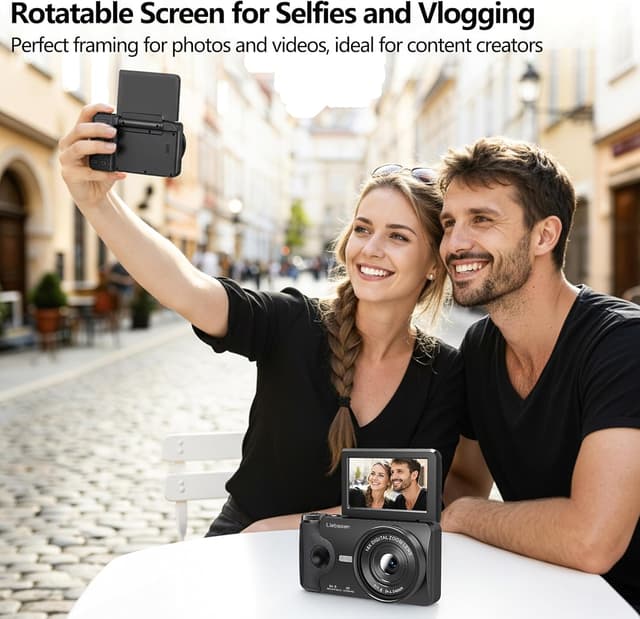 Detalle 2 de 4K Digital Camera (64MP Autofocus) with 3.0'' Flip Screen, Time Lapse, Slow Motion and 20 Filters — Portable for Photo & Vlog