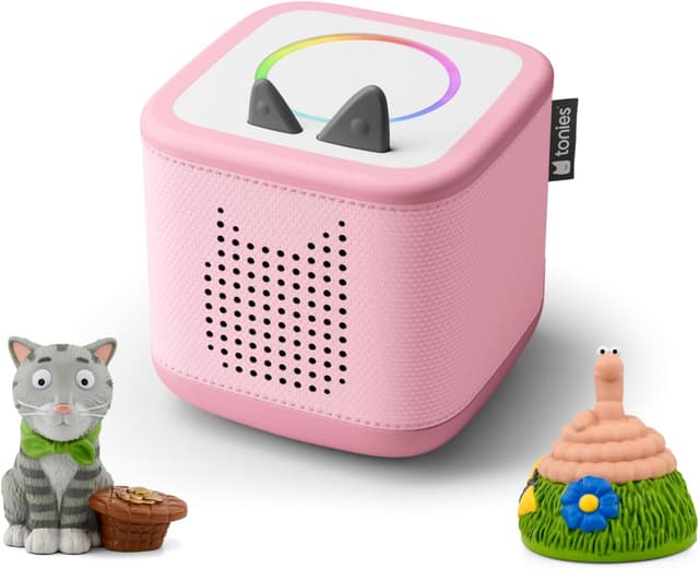Detalle de Toniebox 2 Audio Player Julia Donaldson Bundle (Cloud Pink) with Tabby McTat & Superworm – for Kids 3+