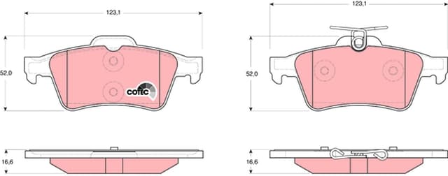 Detalle de Kit de 4 plaquettes de frein TRW GDB1621 pour essieu arrière – Peugeot 3008 (2009-2017)