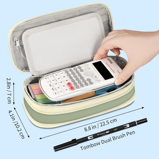 Detalle de FINPAC Federmäppchen Federtasche erweiterbar (ZA – Grün) – Stifteetui mit Organizer und Netzfach