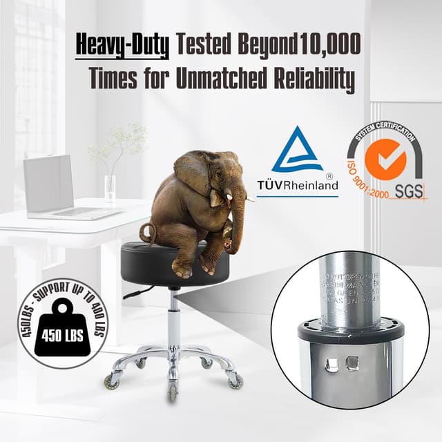 Detalle 1 de Ainilaily Rolling Stool 19.8–25 in