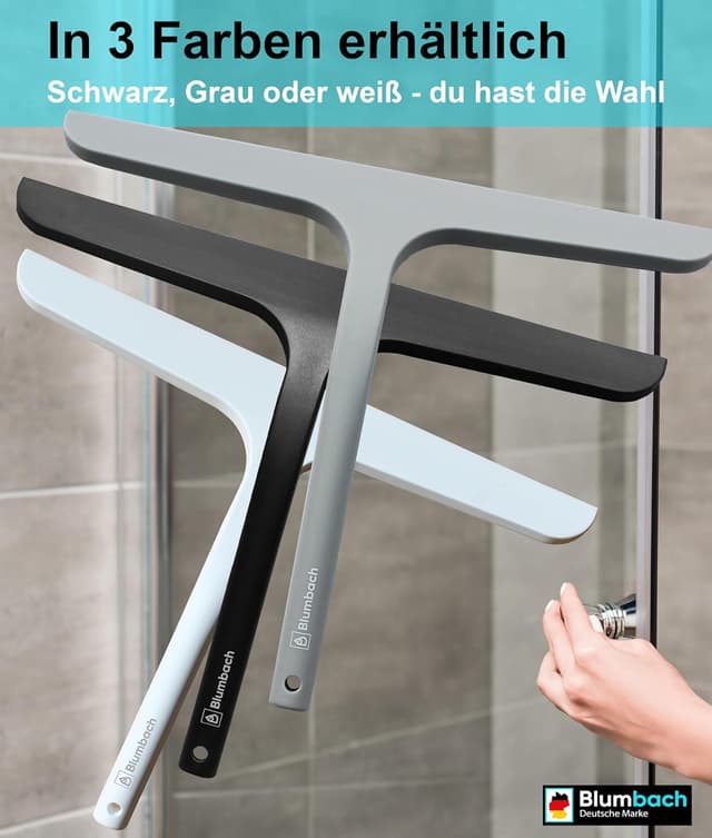 Thumbnail 6 de BLUMBACH® Duschkabinenabzieher grau – 28 cm Glasabzieher mit Halterung und Silikonlippe