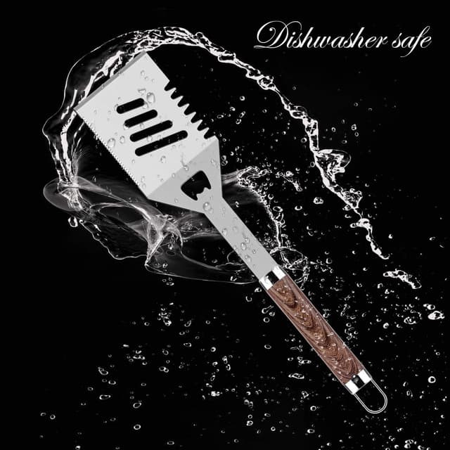 Detalle de ROMANTICIST 29pcs BBQ Grill Tool Set with Thermometer, Stainless Steel Utensils & Travel Case