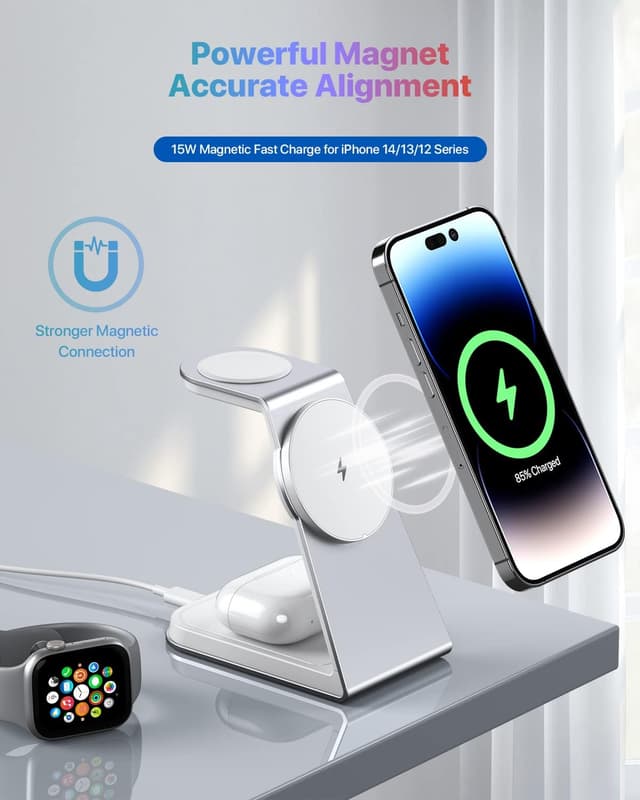 Detalle de MagSafe 3‑in‑1 Magnetic 15W Wireless Charging Station