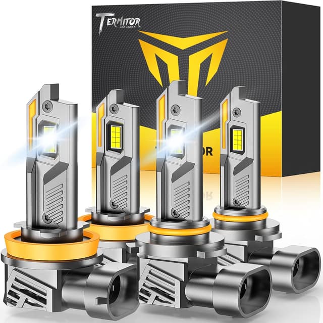 Detalle de Termitor H11 9005 Light Bulbs Combo (120,000LM, 6500K) — Plug-and-Play Pack of 2 with Cooling Fan