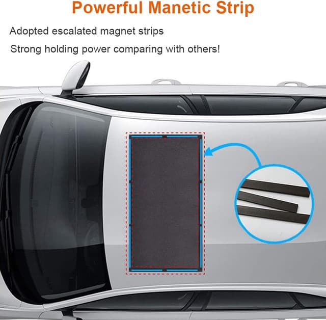 Detalle de Magnetic Car Sunroof Sun Shade Breathable Mesh for Moonroof & Side Window—Quick Install UV Protection