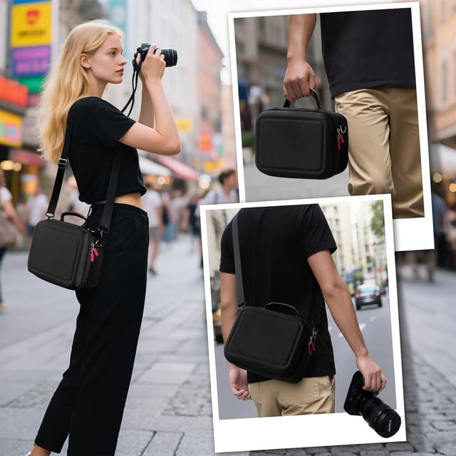 Detalle de ProCase Kameratasche für Canon EOS 2000D/250D, EOS R10/R7 & weitere DSLR/Spiegellose – Schwarz