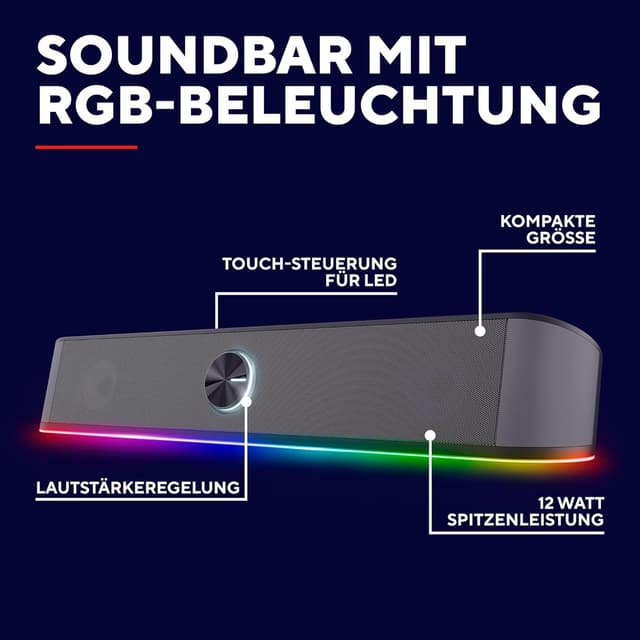 Detalle 2 de Trust Gaming GXT 1619 Rhox Soundbar 12W