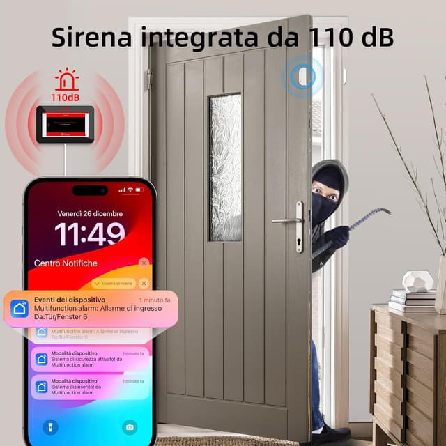 Detalle 2 de CPVAN GSM + WiFi allarme casa senza fili con touchscreen 7" e sirena 110 dB