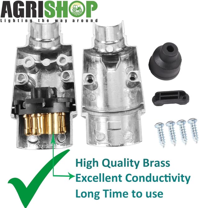 Detalle de AGRISHOP 12V Metal 7-Pin Trailer Plug (Male, Waterproof Aluminium, 7-pin towing)