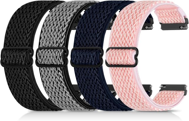 Detalle de Relting 4 Pack 20mm Elastic Nylon Bands for Garmin Vivoactive/Venu, Amazfit Bip 3 & More