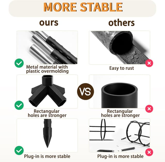 Detalle de 2-Pack Garden Obelisks for Climbing Plants (175 cm) with 32 cm Base, Rust-Resistant PE Coating