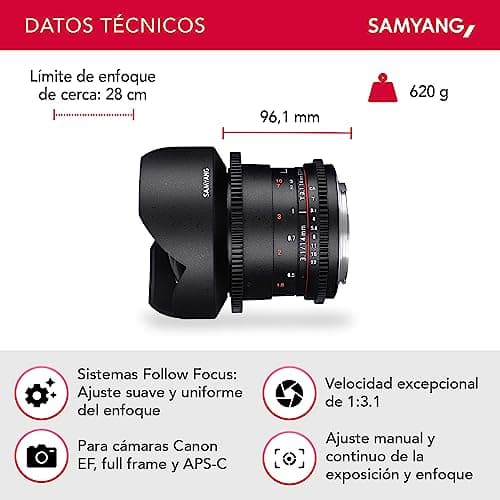 Detalle 2 de Objectif Samyang 14 mm T3,1 pour Canon
