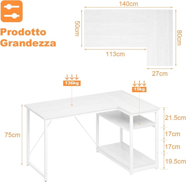 Thumbnail 1 de TRIUMPHKEY Scrivania angolare 140 x 80 cm