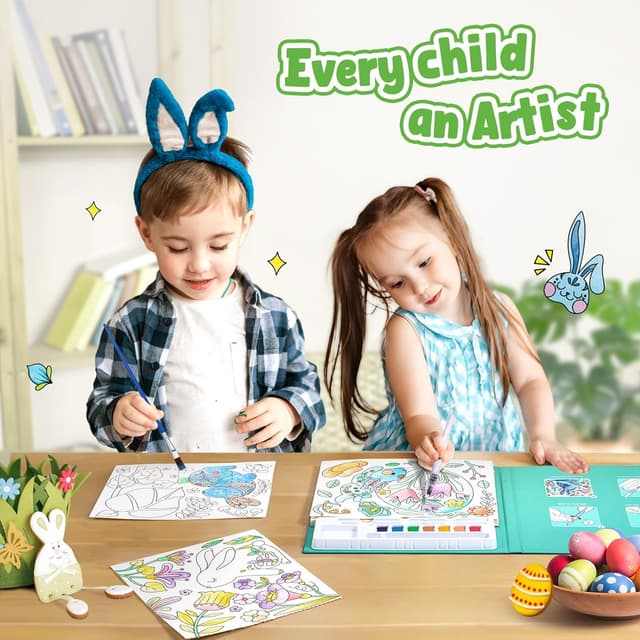 Detalle de JoyCat Paint with Water Water Colouring Books Set for Toddlers (Easter theme) – Light Green
