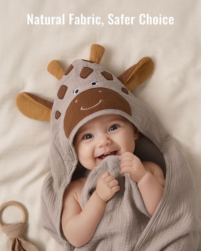 Thumbnail 4 de Blissful Diary Muslin Baby Hooded Towel 32"x32