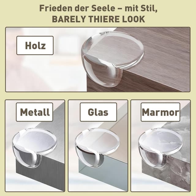 Detalle de MOWLIE Kantenschutz Baby (20 Stück) mit Eckenschutz – transparente selbstklebende PVC-Möbelkantenschützer für Tische & Schränke