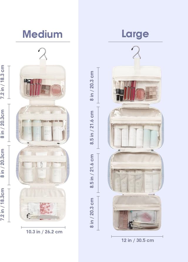 Detalle de Narwey Hanging Travel Toiletry Bag (Greyish Blue Stripe, Medium)