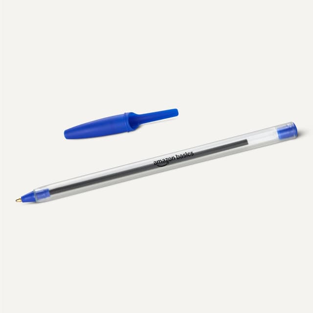 Detalle 2 de Set di penne a sfera Amazon Basics con inchiostro blu (12 pezzi), punta 1,0 mm