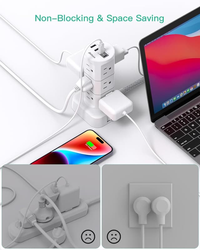 Thumbnail 5 de 12-Outlet Power Strip Tower with USB 🔌