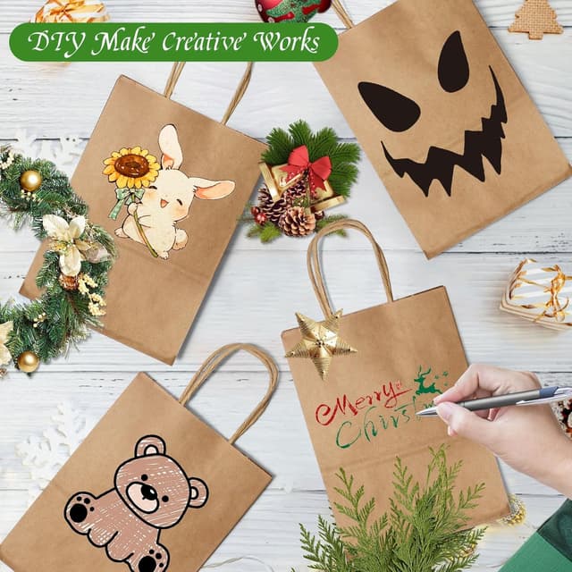 Thumbnail 3 de Gucass 50 Stück Papiertüten mit Henkel Braun