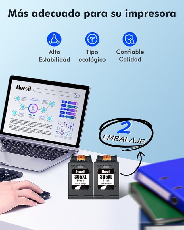 Thumbnail 1 de Heroil 305XL Negro - Tinta Compatible para HP ✒️