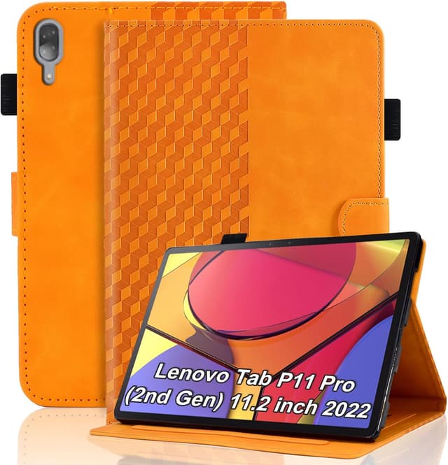 Detalle de Vkooer Schutzhülle für Lenovo Tab P11 Pro (2nd Gen) 11,2 Zoll 2022 / Pad Pro 2022 mit Flip-Ständer und Stifthalter (orange, TB132FU/TB138FC)