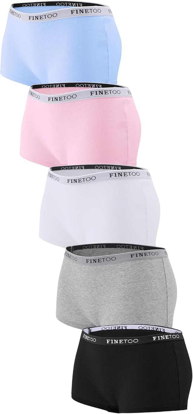 Thumbnail 6 de FINETOO 5-Pack Cotton Boyshort Underwear for Women (Full Coverage)