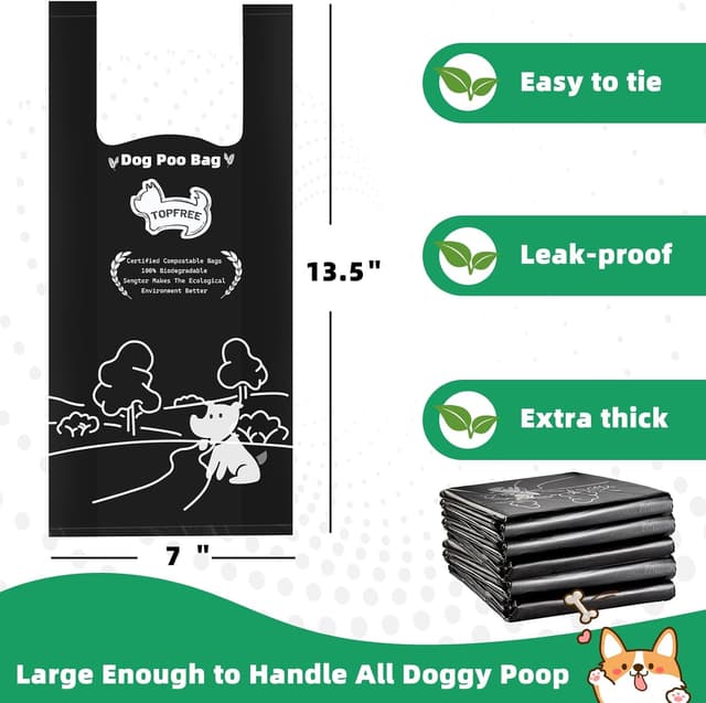 Detalle 2 de Topfree 500 Dog Poo Bags 100 pack โ extra thick ๐