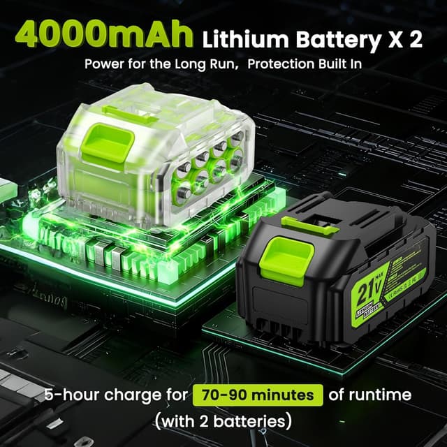 Detalle de Idropulitrice a batteria portatile 100 bar con 2 batterie 4000 mAh, ugello 6 in 1 e tubo 5 m