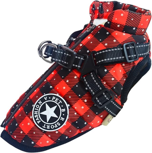 Detalle de BT Bear Winter Warm Dog Coat With Harness (Grid, Size S)