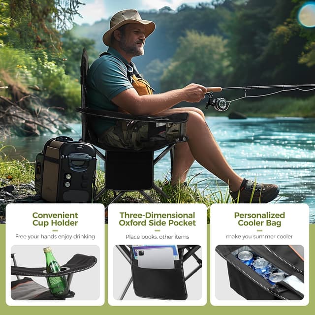 Thumbnail 4 de ALPHA CAMP Oversized Camping Folding Chair 450 LBS