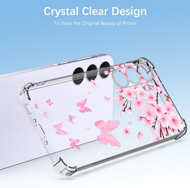 Thumbnail 4 de HopMore Transparente Handyhülle für Samsung Galaxy S25 FE 5G – Kirschblüte Motiv, stoßfestes TPU/Silikon Clear Case