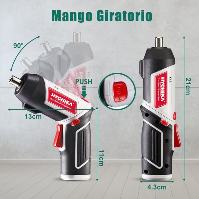 Detalle 2 de HYCHIKA Avvitatore a Batteria 6 Nm 3,6 V con LED, cavo USB e accessori per DIY