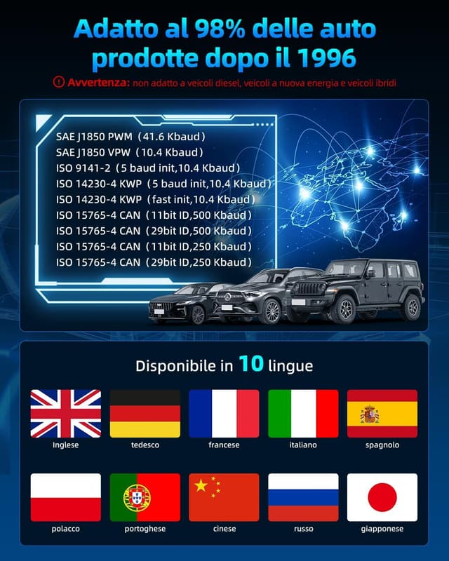 Thumbnail 3 de Carehabi OBD2 Diagnostica Auto Nero